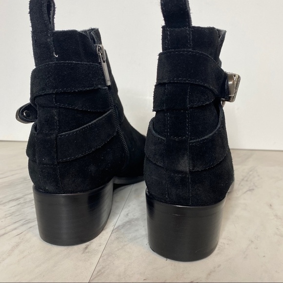Marc Fisher Yandi Western Black Suede Bootie 7M - Picture 4 of 13